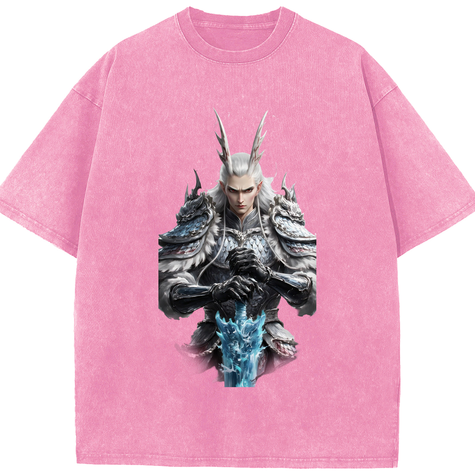 （画像用） Ne Zha 2 ナタ 魔童の大暴れ 綿100% ヴィンテージ風 半袖Tシャツ（フロントプリント）